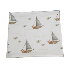 Wendeschlupfschal Küstenkind Boote Fische (innen taubenblau)